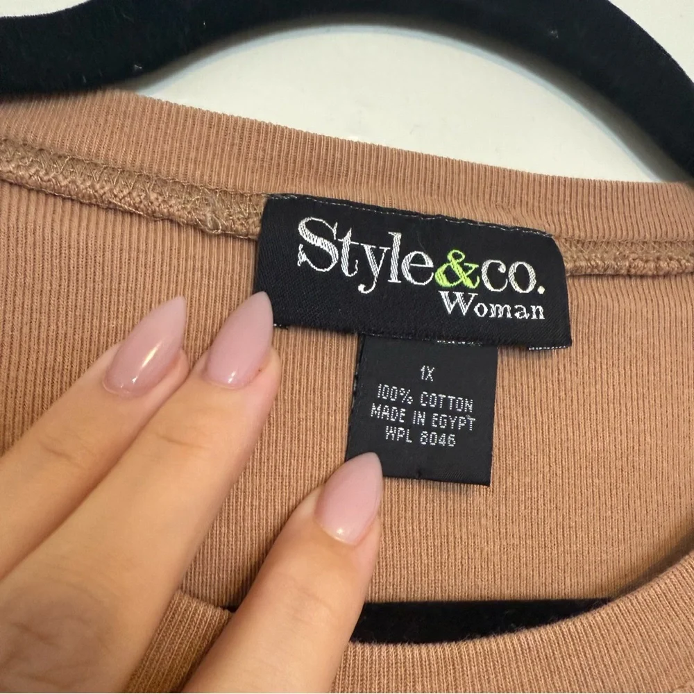 Style & Co. | Brown 100% Cotton Long Sleeve Top - Picture 4 of 5